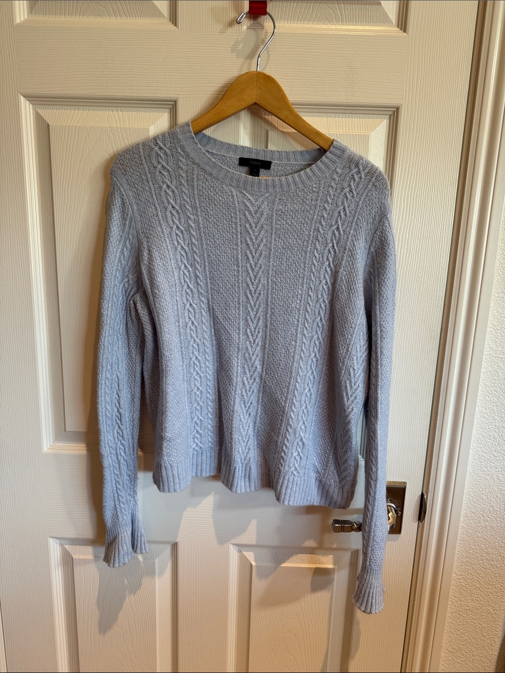 J. Crew Light Gray Cable-Knit Crewneck Sweater